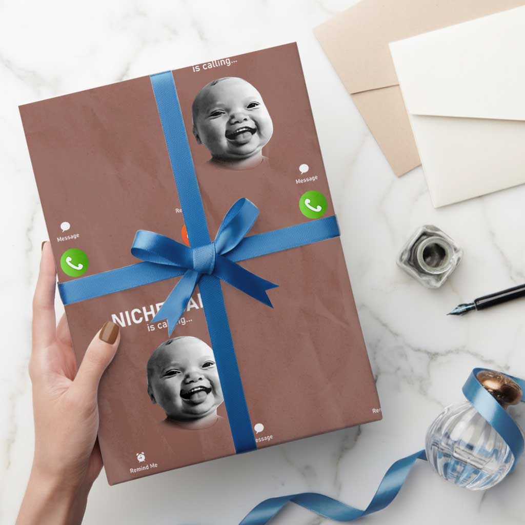 Funny Tuff Baby Meme Wrapping Paper Roll Tell Em Son AI Niche Baby Motion Holding Laugh TS02 Mocha Print Your Wear