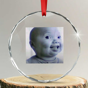 Funny Tuff Baby Side Eye Meme Crystal Glass Ornament Viral AI Niche Baby Face Reaction TS02 Transparent Glass 3'' Circle Print Your Wear