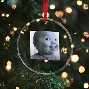 Funny Tuff Baby Side Eye Meme Crystal Glass Ornament Viral AI Niche Baby Face Reaction TS02 Print Your Wear