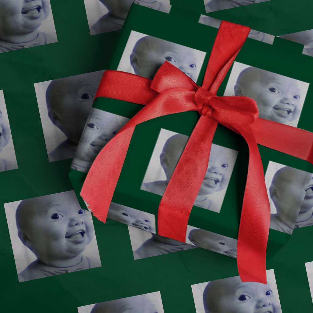 Funny Tuff Baby Side Eye Meme Wrapping Paper Roll Viral AI Niche Baby Face Reaction TS02 Green Print Your Wear