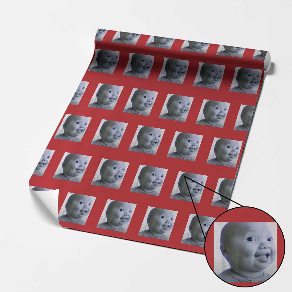 Funny Tuff Baby Side Eye Meme Wrapping Paper Roll Viral AI Niche Baby Face Reaction TS02 Red Print Your Wear