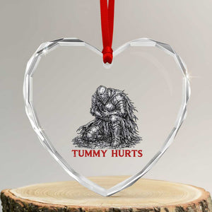 Funny Tummy Hurts Medieval Knight Heart Crystal Glass Ornament Dark Fantasy Warrior Meme Graphic