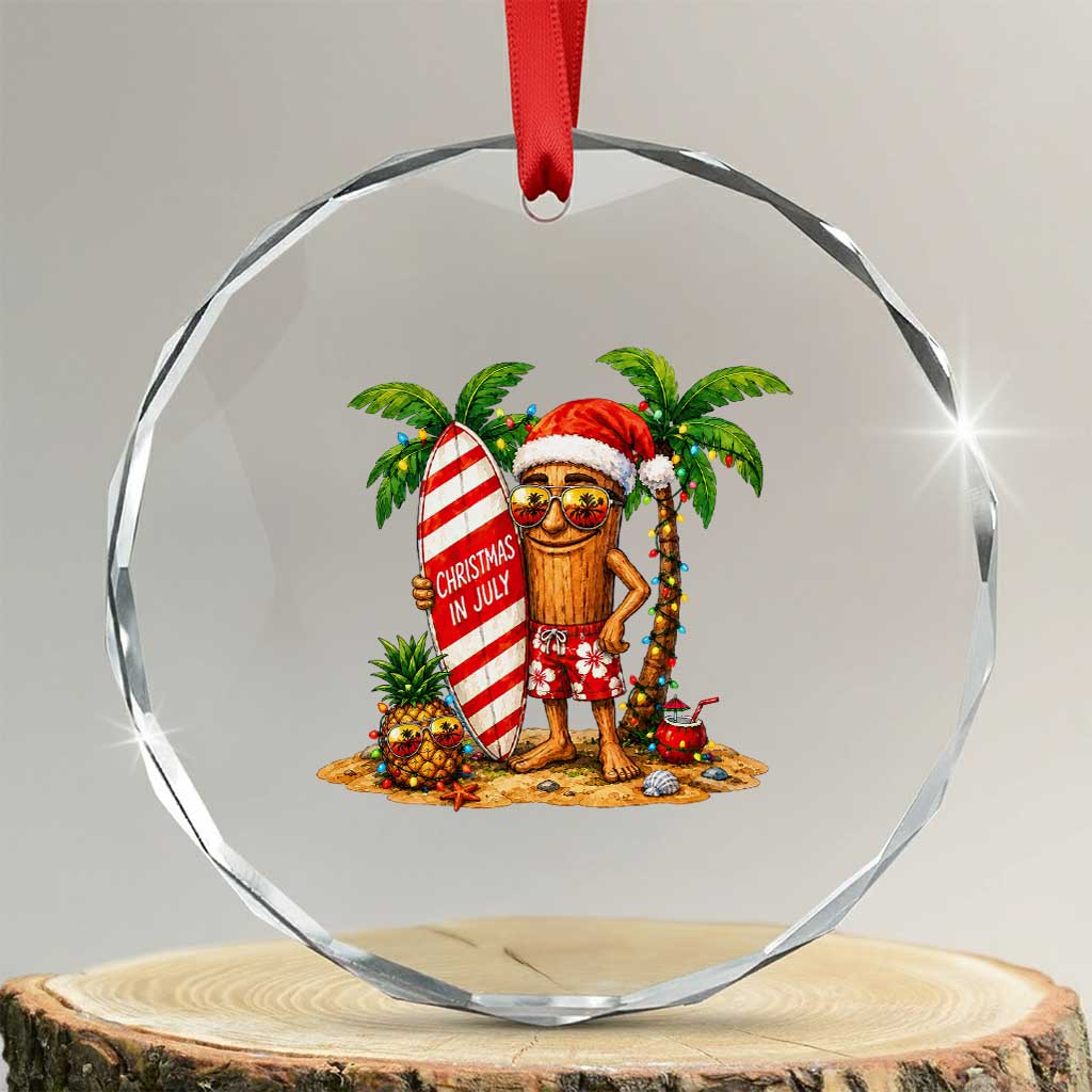 Funny Tung Tung Sahur Christmas In July Crystal Glass Ornament Beach Party Vacation TS12 Transparent Glass 3'' Circle Print Your Wear