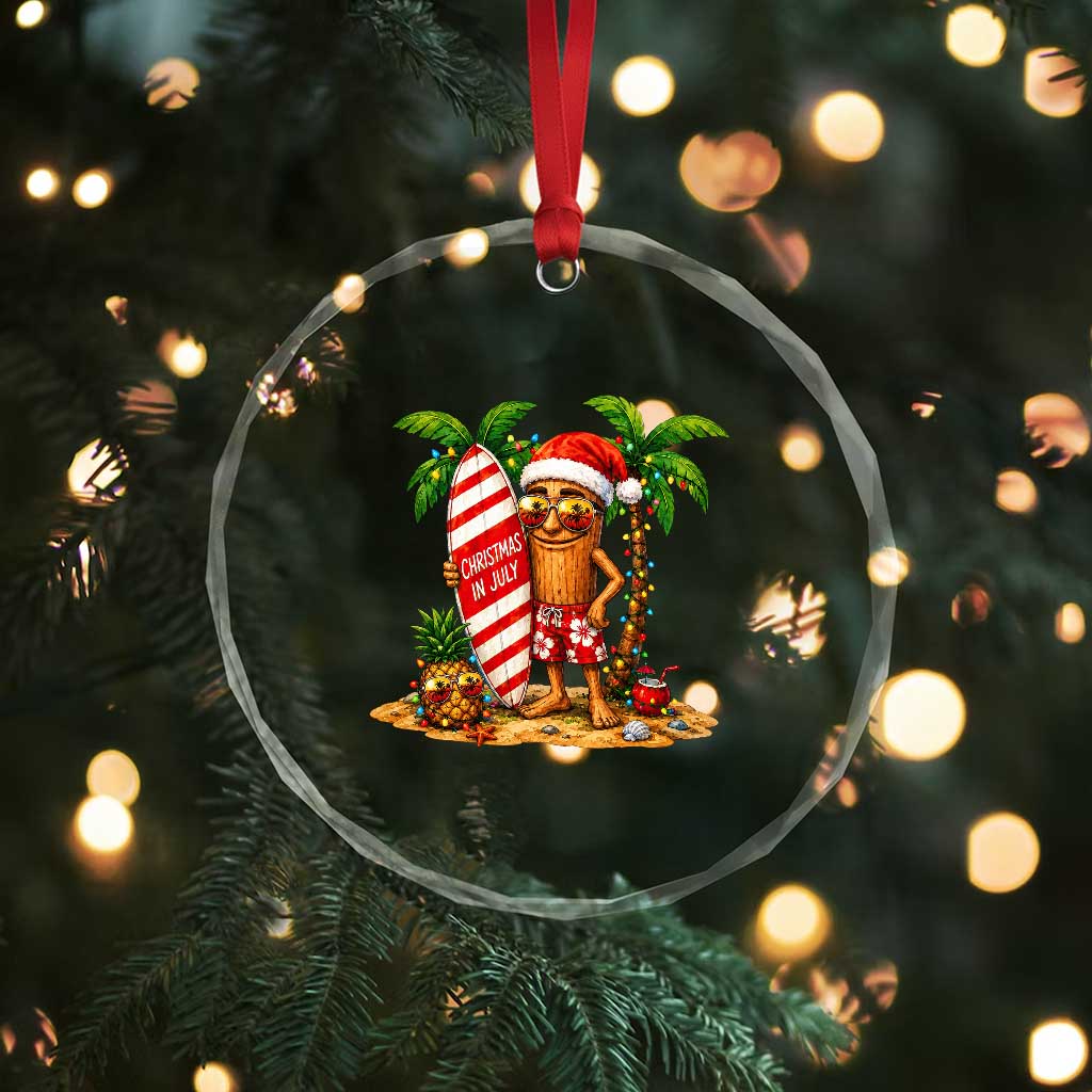 Funny Tung Tung Sahur Christmas In July Crystal Glass Ornament Beach Party Vacation