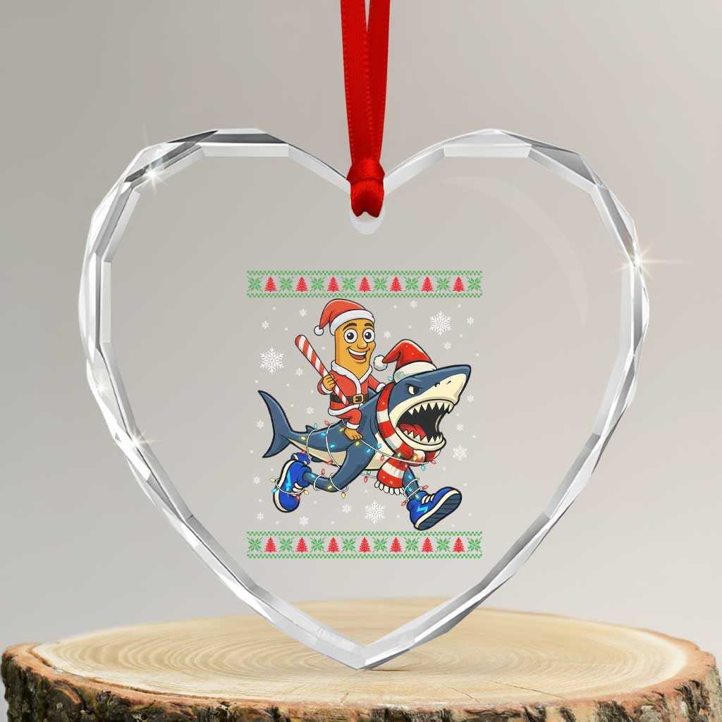Funny Tung Tung Sahur Riding Tralala Heart Crystal Glass Ornament Ugly Chritstmas Italian Brainrot Meme TS12 Transparent Glass 3'' Heart Print Your Wear