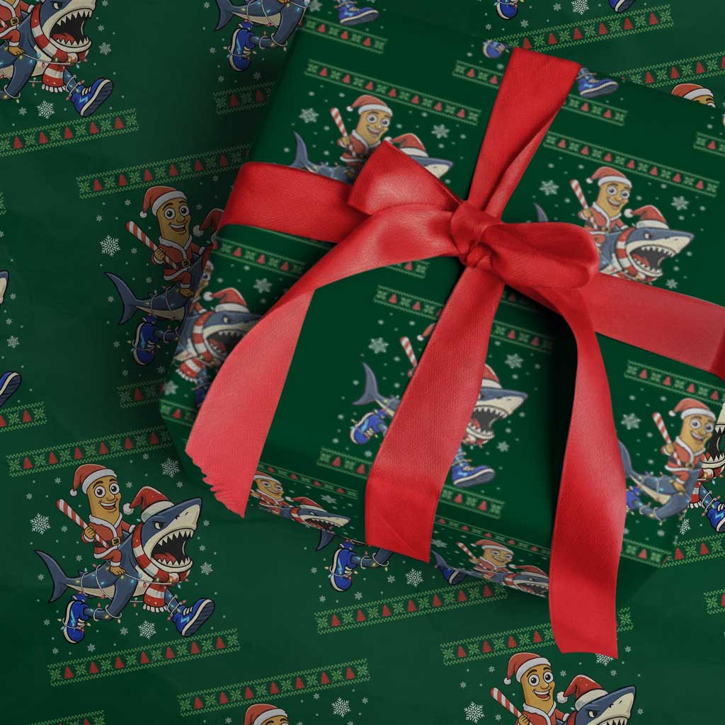 Funny Tung Tung Sahur Riding Tralala Wrapping Paper Roll Ugly Chritstmas Italian Brainrot Meme TS12 Green Print Your Wear