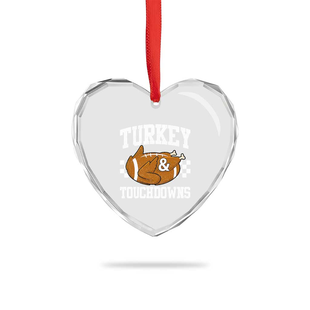 Funny Turkey And Touchdowns Heart Crystal Glass Ornament Thanksgiving American Football TS11 Print Your Wear