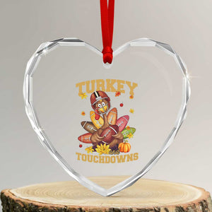 Funny Turkey And Touchdowns Heart Crystal Glass Ornament Thanksgiving American Football Fall Season TS11 Transparent Glass 3'' Heart Print Your Wear