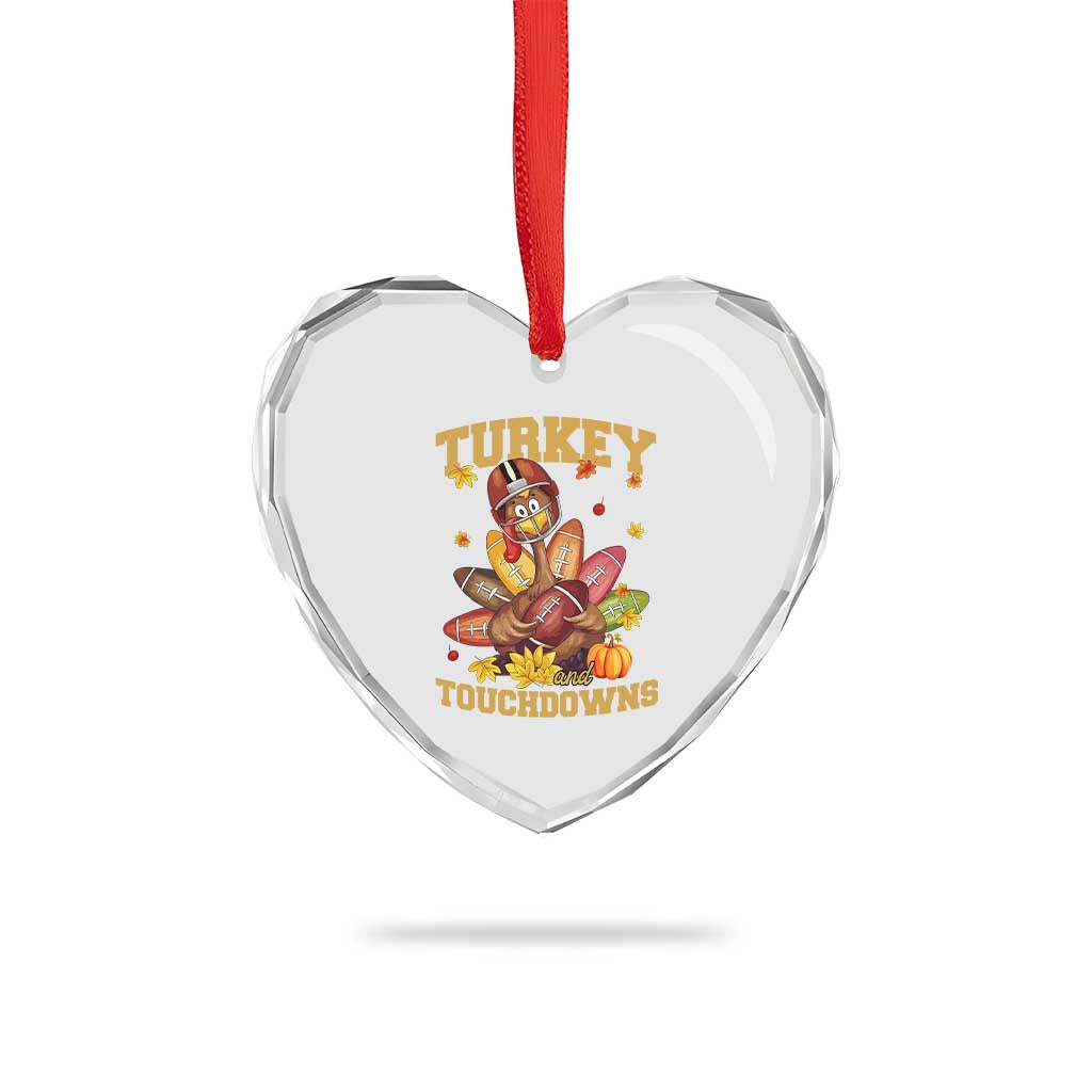 Funny Turkey And Touchdowns Heart Crystal Glass Ornament Thanksgiving American Football Fall Season TS11 Print Your Wear