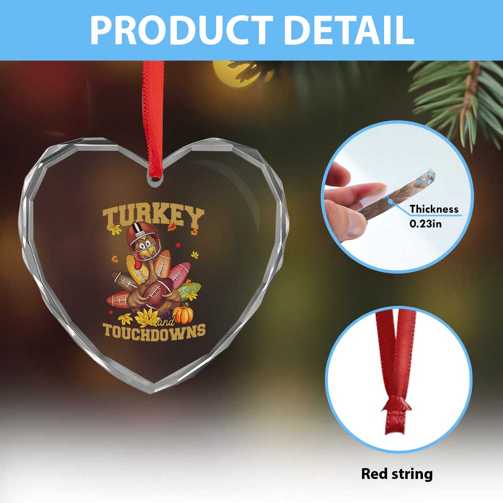 Funny Turkey And Touchdowns Heart Crystal Glass Ornament Thanksgiving American Football Fall Season TS11 Print Your Wear