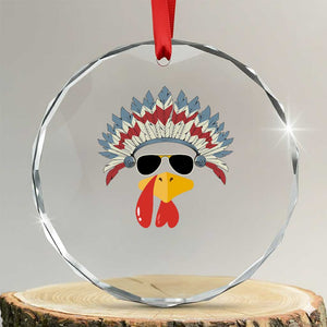 Funny Turkey Face Crystal Glass Ornament Thanksgiving Family Group Native American Costumes TS10 Transparent Glass 3'' Circle Print Your Wear
