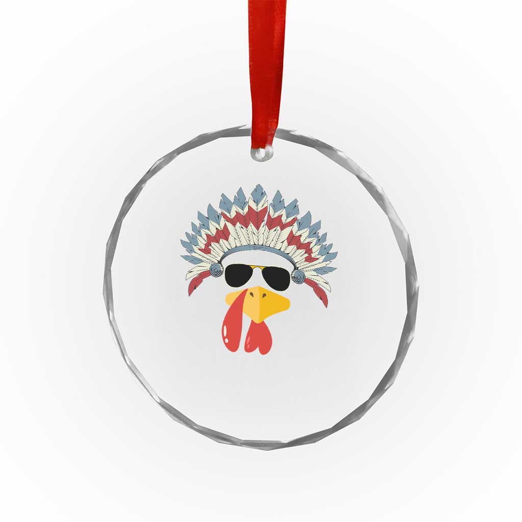 Funny Turkey Face Crystal Glass Ornament Thanksgiving Family Group Native American Costumes TS10 Print Your Wear