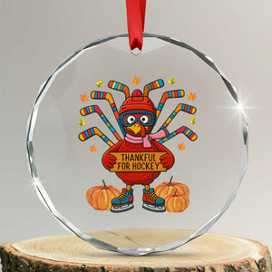 Funny Turkey Ice Hockey Gift Crystal Glass Ornament Thankful For Hockey TS12 Transparent Glass 3'' Circle Print Your Wear