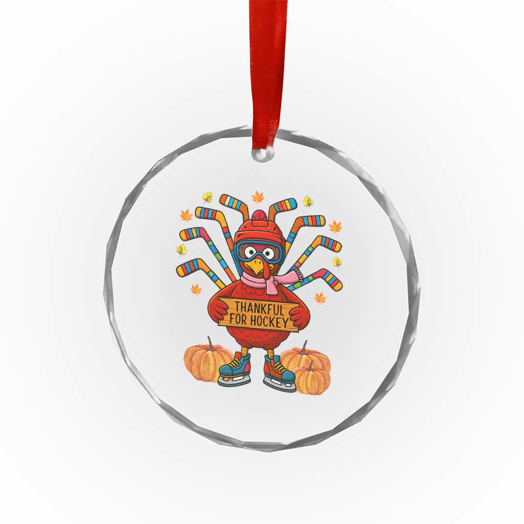 Funny Turkey Ice Hockey Gift Crystal Glass Ornament Thankful For Hockey TS12 Print Your Wear