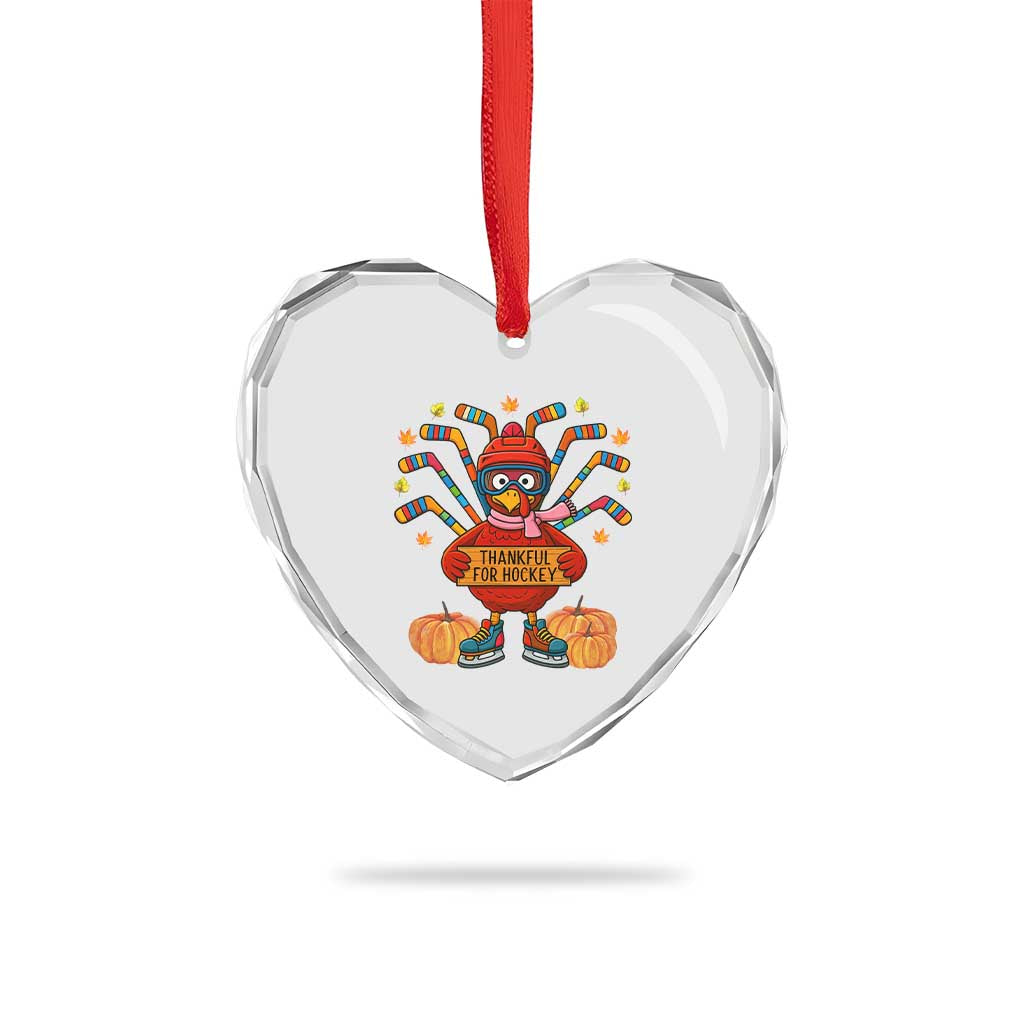Funny Turkey Ice Hockey Gift Heart Crystal Glass Ornament Thankful For Hockey TS12 Print Your Wear