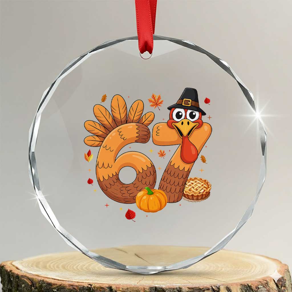 Funny Turkey Six And Seven Meme Crystal Glass Ornament Thanksgiving Gift TS12 Transparent Glass 3'' Circle Print Your Wear