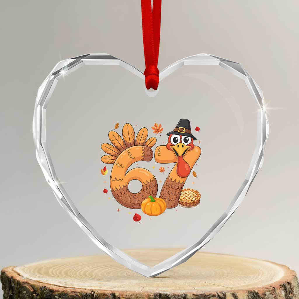 Funny Turkey Six And Seven Meme Heart Crystal Glass Ornament Thanksgiving Gift TS12 Transparent Glass 3'' Heart Print Your Wear