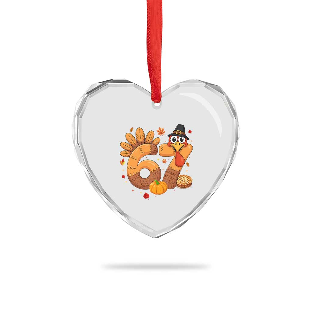 Funny Turkey Six And Seven Meme Heart Crystal Glass Ornament Thanksgiving Gift TS12 Print Your Wear
