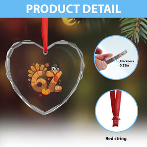 Funny Turkey Six And Seven Meme Heart Crystal Glass Ornament Thanksgiving Gift TS12 Print Your Wear