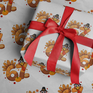 Funny Turkey Six And Seven Meme Wrapping Paper Roll Thanksgiving Gift TS12 White Print Your Wear