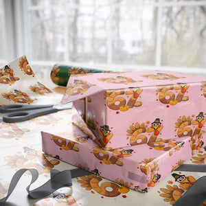 Funny Turkey Six And Seven Meme Wrapping Paper Roll Thanksgiving Gift TS12 Light Pink Print Your Wear