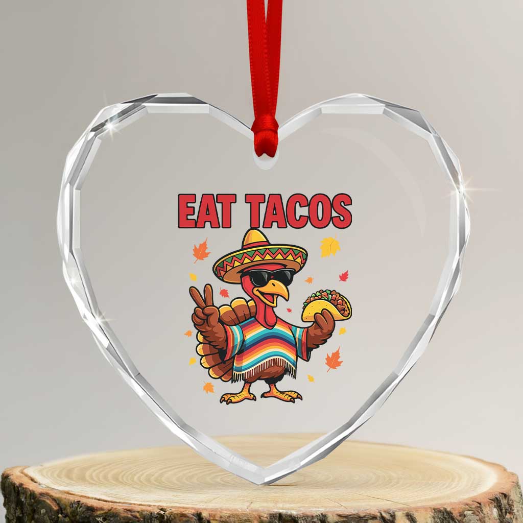 Funny Turkey Thanksgiving Heart Crystal Glass Ornament Eat Tacos TS14 Transparent Glass 3'' Heart Print Your Wear