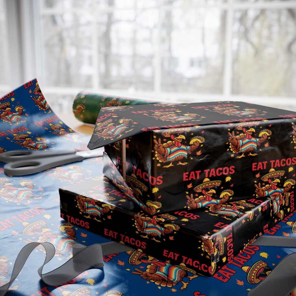 Funny Turkey Thanksgiving Wrapping Paper Roll Eat Tacos TS14 Black Print Your Wear