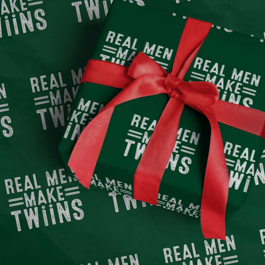 Funny Twin Dad Wrapping Paper Roll Real Men Make Twins Daddy Humor Fathers Day TS10 Green Print Your Wear