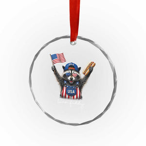 Funny Two Fiddy Raccoon Patriotic Crystal Glass Ornament USA Flag Hot Dog Fourth of July USA 250th Anniversary TS10 Print Your Wear