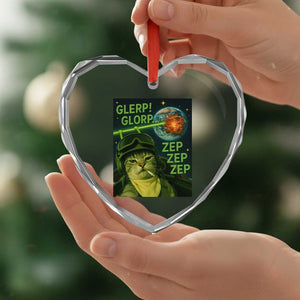 Funny UFO Alien Cat Selfie Heart Crystal Glass Ornament Retro Space Sci-Fi Cat Pilot TS10 Print Your Wear