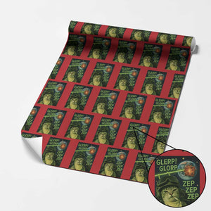 Funny UFO Alien Cat Selfie Wrapping Paper Roll Retro Space Sci-Fi Cat Pilot TS10 Red Print Your Wear