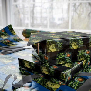Funny UFO Alien Cat Selfie Wrapping Paper Roll Retro Space Sci-Fi Cat Pilot TS10 Black Print Your Wear
