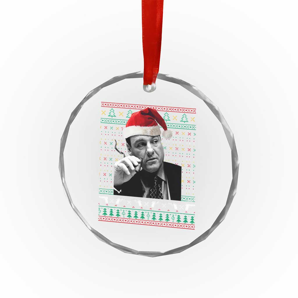 Funny Ugly Christmas Crystal Glass Ornament Funny Mafia Gangster Santa Sopranos Smoking TS10 Print Your Wear