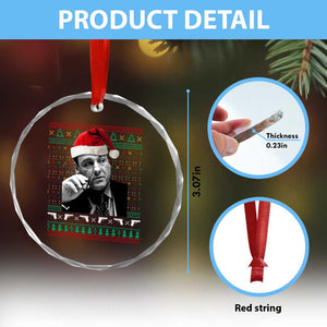 Funny Ugly Christmas Crystal Glass Ornament Funny Mafia Gangster Santa Sopranos Smoking TS10 Print Your Wear