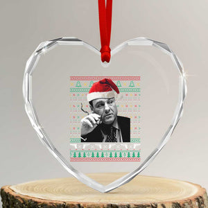 Funny Ugly Christmas Heart Crystal Glass Ornament Funny Mafia Gangster Santa Sopranos Smoking TS10 Transparent Glass 3'' Heart Print Your Wear
