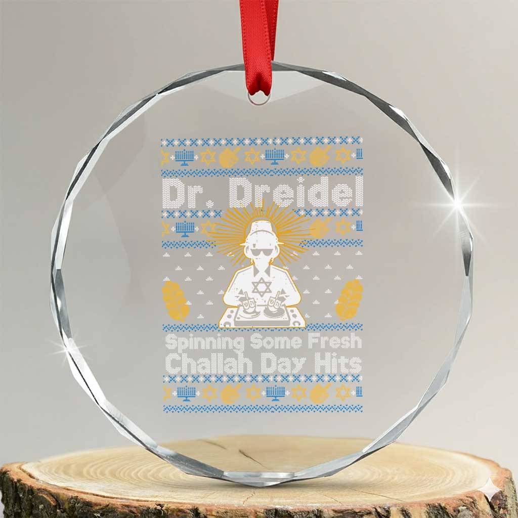 Funny Ugly Hanukkah Crystal Glass Ornament Mr Dreidel Dj Chanukkah Jewish TS10 Transparent Glass 3'' Circle Print Your Wear