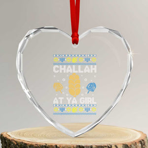Funny Ugly Hanukkah Heart Crystal Glass Ornament Challah At Ya Girl Matching TS10 Transparent Glass 3'' Heart Print Your Wear