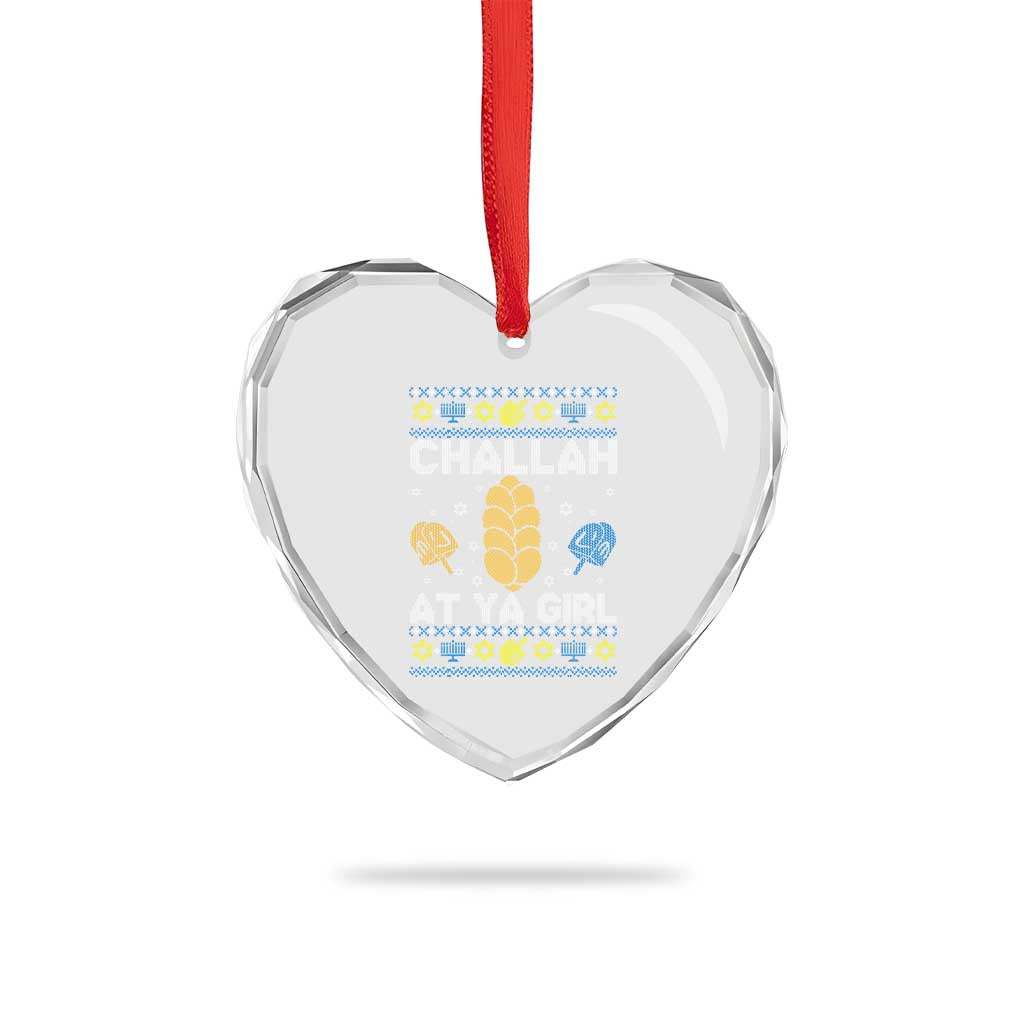 Funny Ugly Hanukkah Heart Crystal Glass Ornament Challah At Ya Girl Matching TS10 Print Your Wear