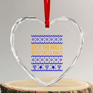 Funny Ugly Hanukkah Heart Crystal Glass Ornament Deck The Halls With Matzo Balls Jewish Gift TS12 Transparent Glass 3'' Heart Print Your Wear
