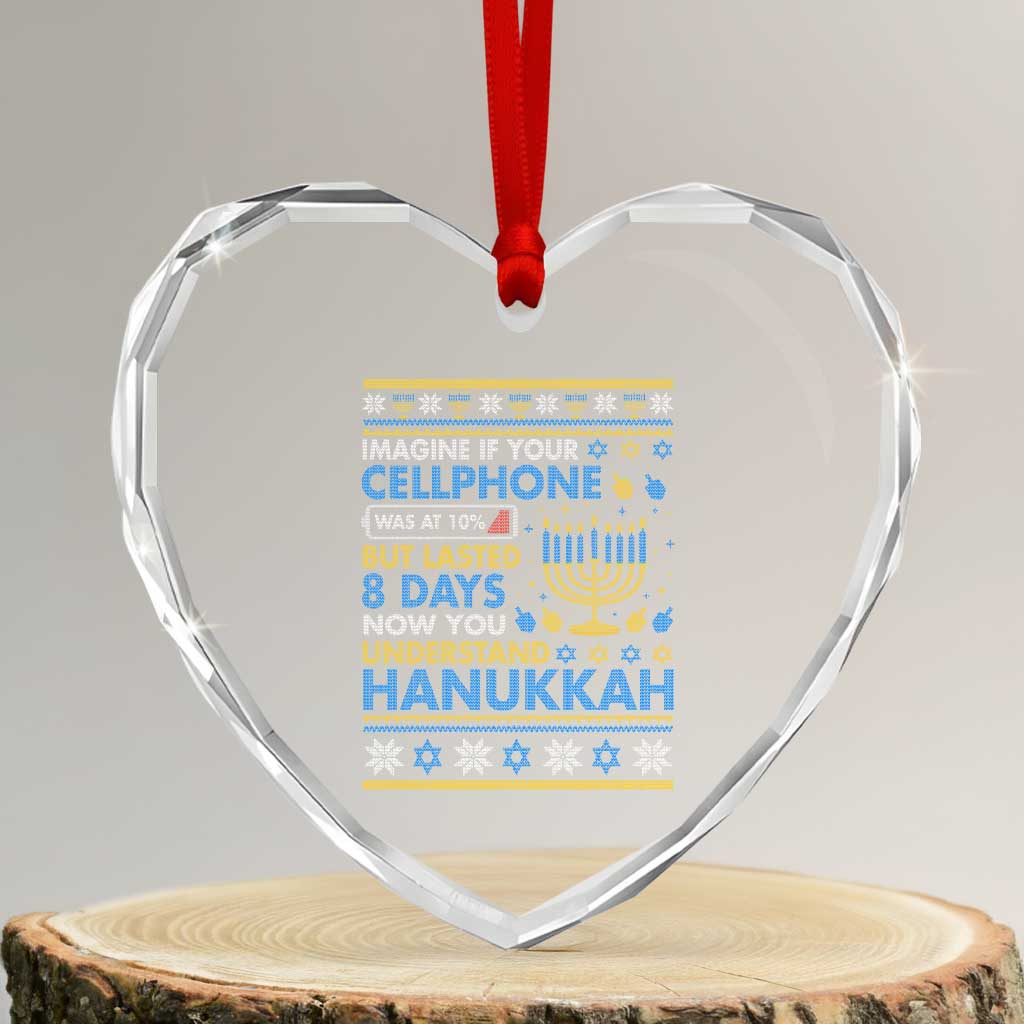 Funny Ugly Hanukkah Heart Crystal Glass Ornament Imagine Your Cellphone Chanukah Jewish TS10 Transparent Glass 3'' Heart Print Your Wear