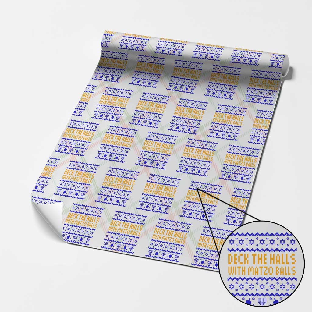 Funny Ugly Hanukkah Wrapping Paper Roll Deck The Halls With Matzo Balls Jewish Gift TS12 Christmas Plaid Print Your Wear