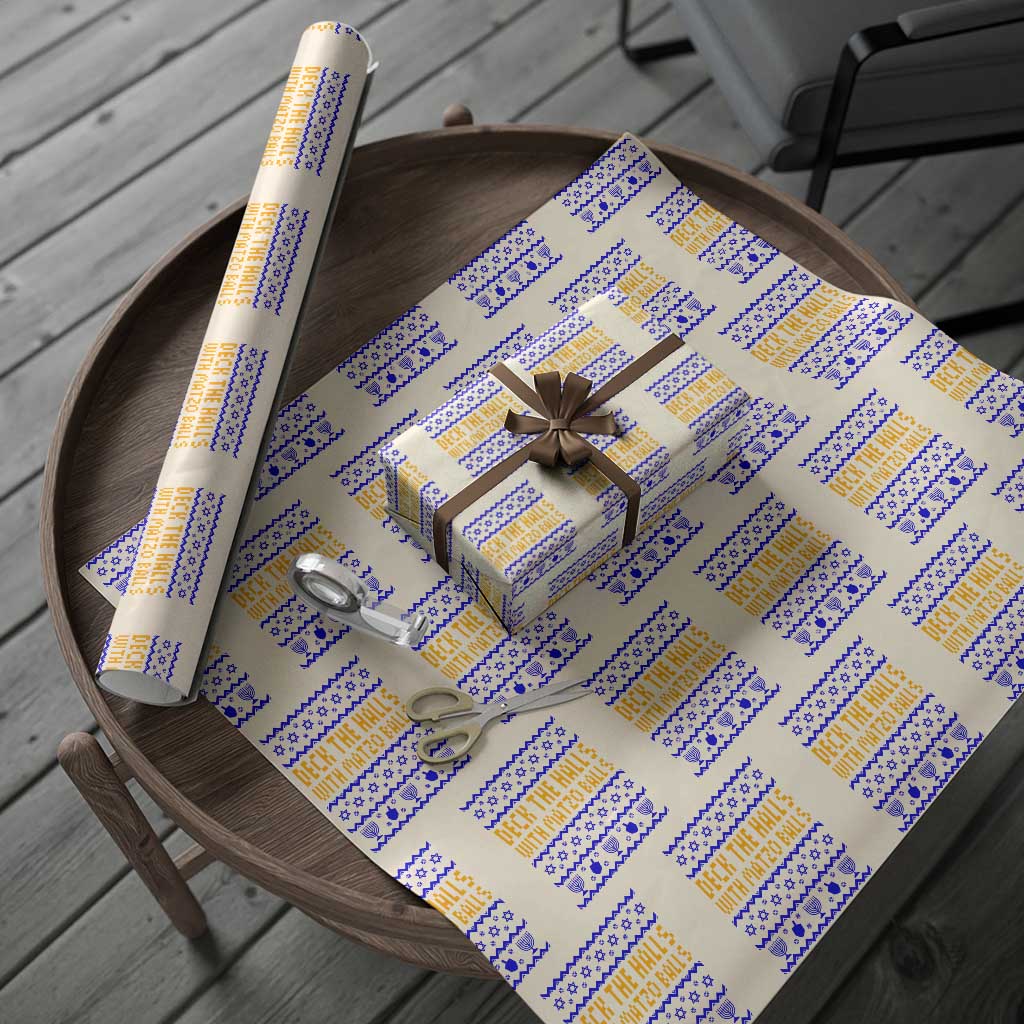 Funny Ugly Hanukkah Wrapping Paper Roll Deck The Halls With Matzo Balls Jewish Gift TS12 Beige Print Your Wear