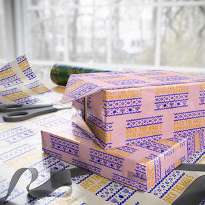 Funny Ugly Hanukkah Wrapping Paper Roll Deck The Halls With Matzo Balls Jewish Gift TS12 Light Pink Print Your Wear