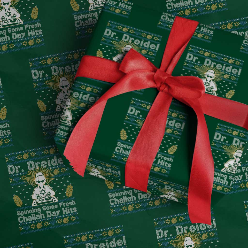 Funny Ugly Hanukkah Wrapping Paper Roll Mr Dreidel Dj Chanukkah Jewish TS10 Green Print Your Wear