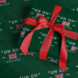 Funny Uh Oh England 1776 Wrapping Paper Roll 4th Of July USA Union Jack Flag TS11 Green Print Your Wear