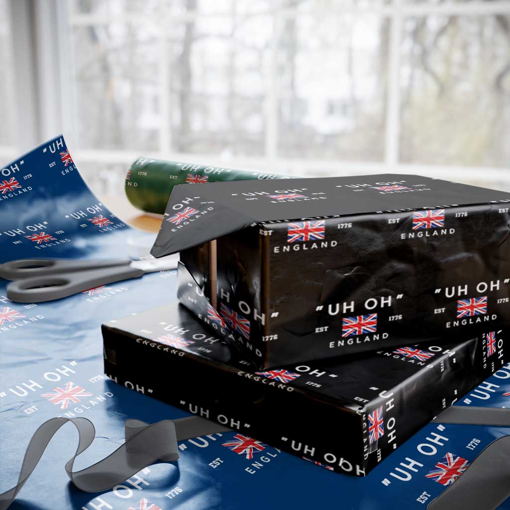 Funny Uh Oh England 1776 Wrapping Paper Roll 4th Of July USA Union Jack Flag - Print Your Wear