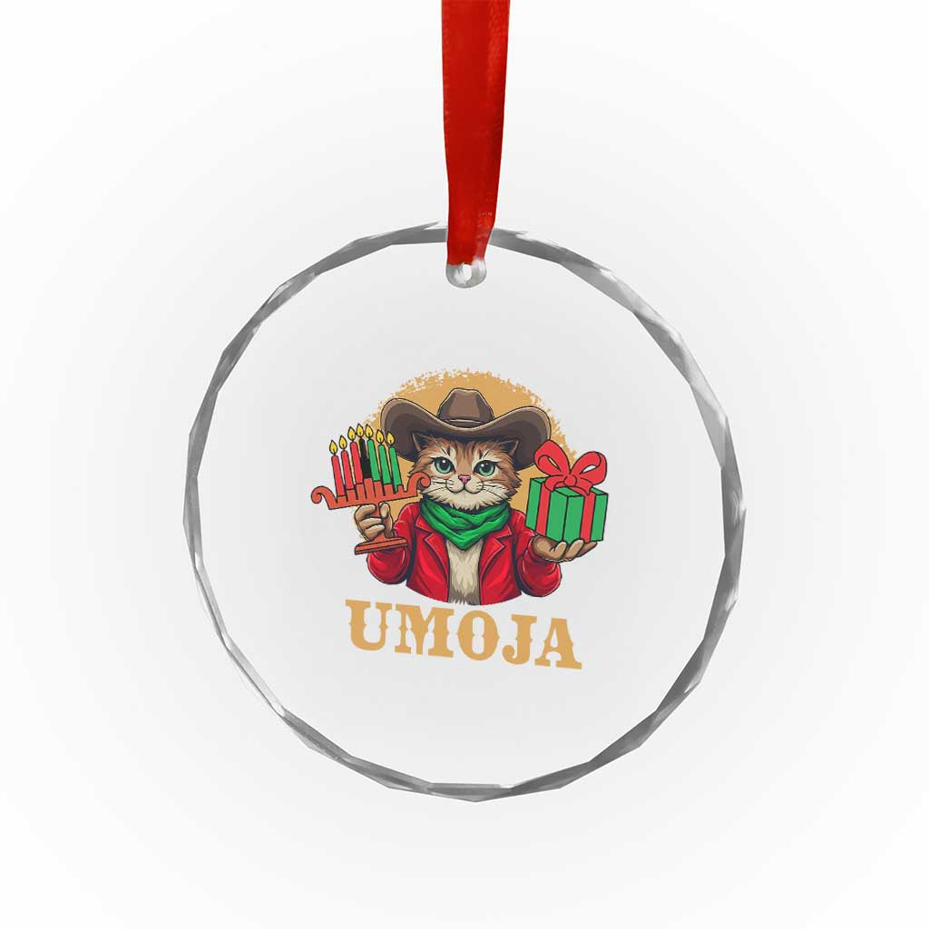 Funny Umoja Holiday Gift Crystal Glass Ornament CowCat Kwanzaa Kinara Candle And Presents TS12 Print Your Wear