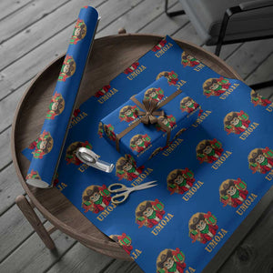 Funny Umoja Holiday Gift Wrapping Paper Roll CowCat Kwanzaa Kinara Candle And Presents TS12 Blue Print Your Wear