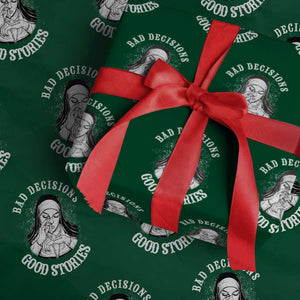 Funny Unholy Nun Wrapping Paper Roll Bad Decisions Good Stories TS14 Green Print Your Wear