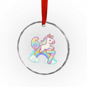 Funny Unicorn I Was 6 Now I Am 7 Crystal Glass Ornament Girl Seventh Birthday Gift TS12 Print Your Wear